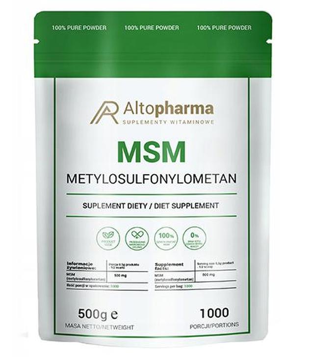 Altopharma MSM Metylosulfonylometan - 500 g - cena, opinie, stosowanie