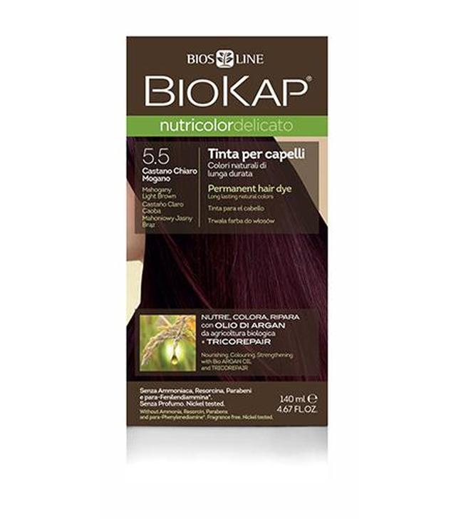 BioKap Nutricolor Delicato Farba do włosów 5.5 Mahoniowy Jasny Brąz - 140 ml