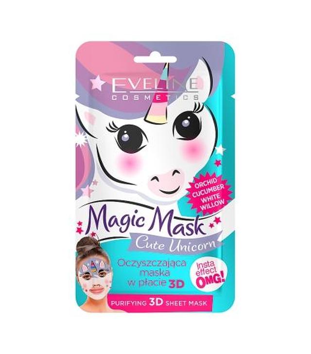 Eveline Magic Mask Cute Unicorn Oczyszczająca maska w płacie 3D, 1 sztuka