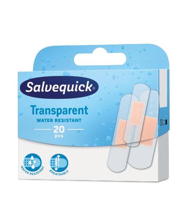 SALVEQUICK TRANSPARENT Plaster przeźroczysty odporny na brud i wodę różne rozmiary - 20 szt. - cena, opinie, właściwości