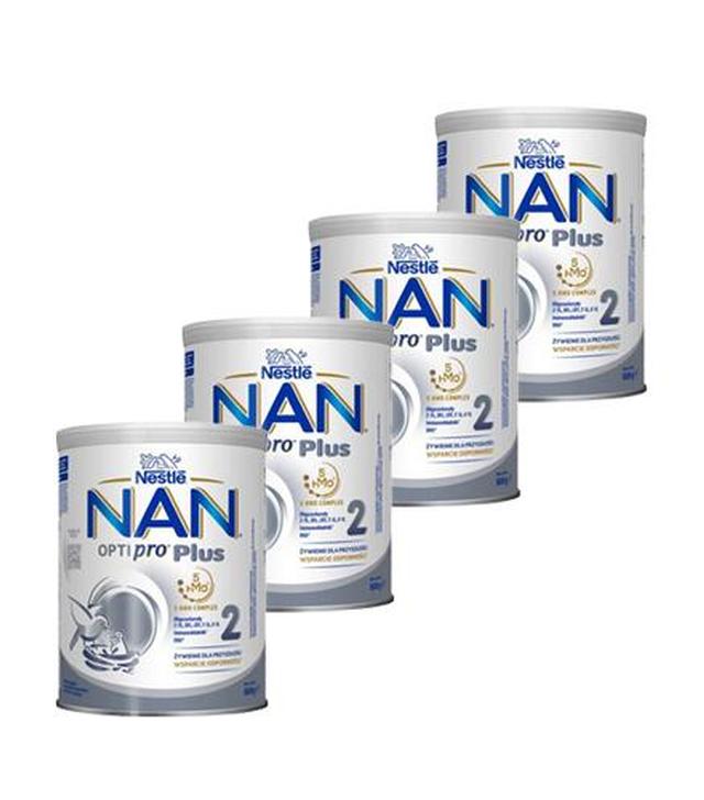 Nestle NAN OPTIPRO Plus 2 HM-O Mleko następne dla niemowląt powyżej 6 miesiąca, 4X800 g (puszka)