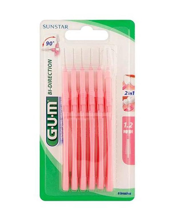 Sunstar Gum Bi-Direction Dwukierunkowe szczoteczki międzyzębowe różowe 1,2 mm - 6 szt. - cena, opinie, stosowanie