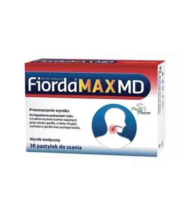 Fiorda Max MD - 30 past. Pastylki do ssania na podrażnienia gardła - cena, opinie, wskazania