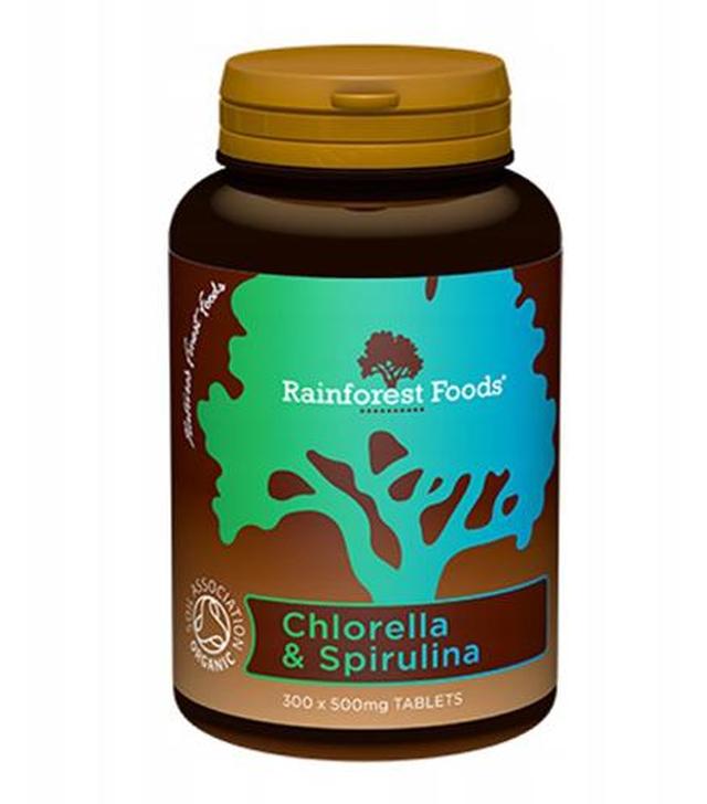 Rainforest Foods Chlorella & Spirulina 500 mg - 300 kaps. - cena, opinie, właściwości