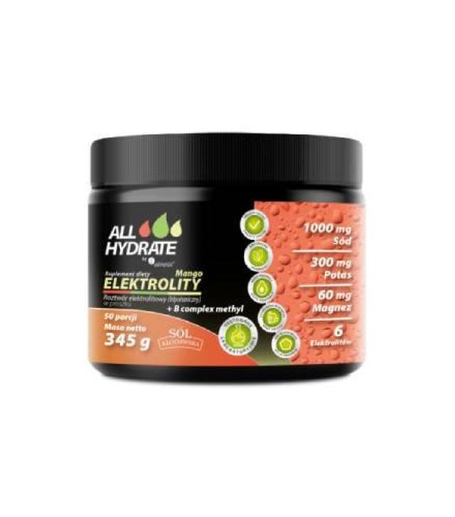 Aliness AllHydrate, Elektrolity mango + B complex methyl, 345 g
