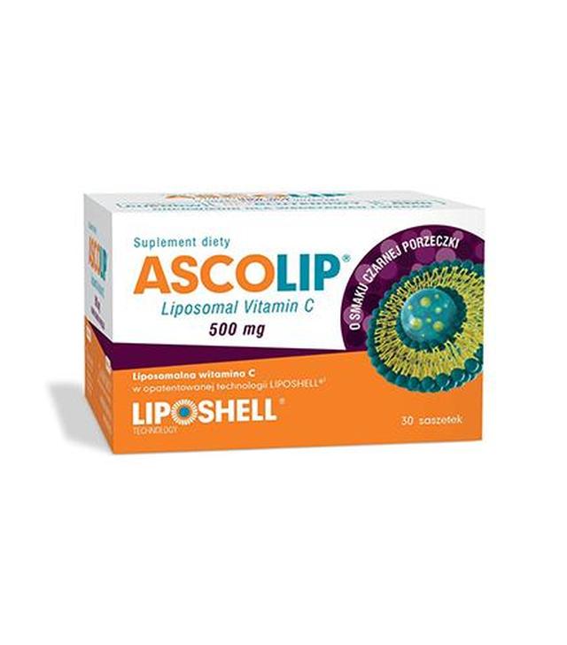 Ascolip Liposomal witamina C 500 mg o smaku czarnej porzeczki - 30 saszetek - cena, opinie, właściwości