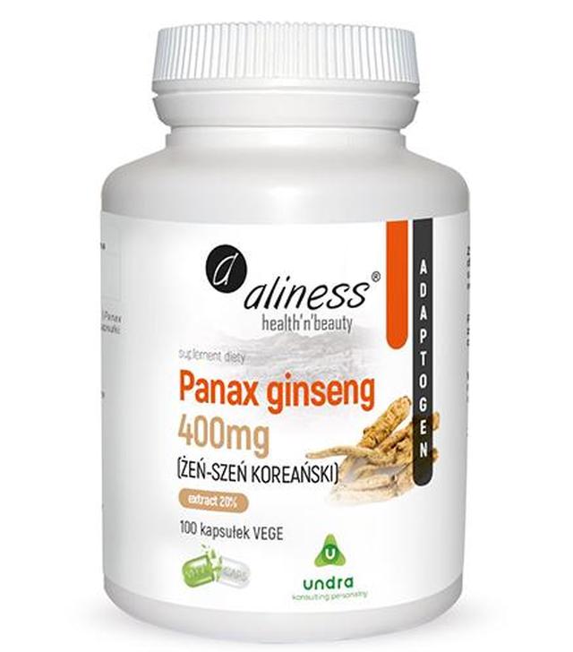 Aliness Panax Ginseng, Żeń-szeń koreański 20% 400 mg, 100 kapsułek vege