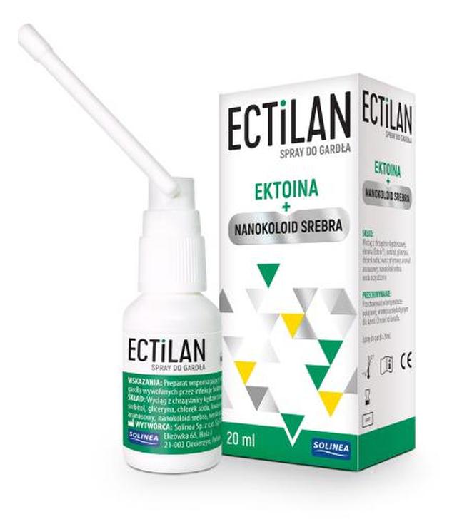 ECTILAN Spray do gardła z ektoiną, 20 ml, cena, opinie, wskazania