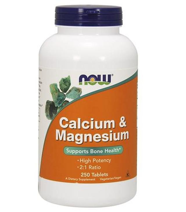 NOW FOODS Calcium & Magnesium - 250 tabl.- samopoczucie, układ kostny - cena, dawkowanie, opinie