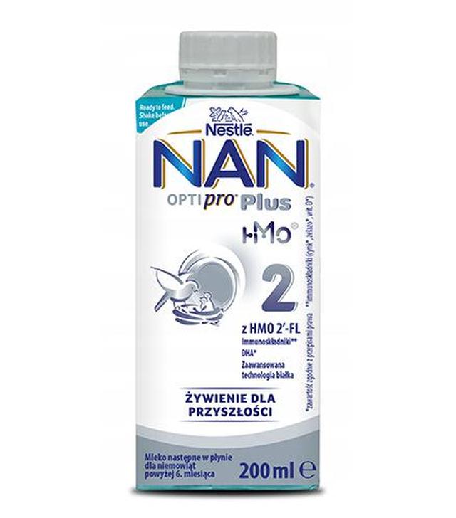 Nestle Nan Optipro Plus 2 HMO Mleko następne w płynie dla niemowląt powyżej 6. miesiąca, cena, wskazania, składniki200 ml