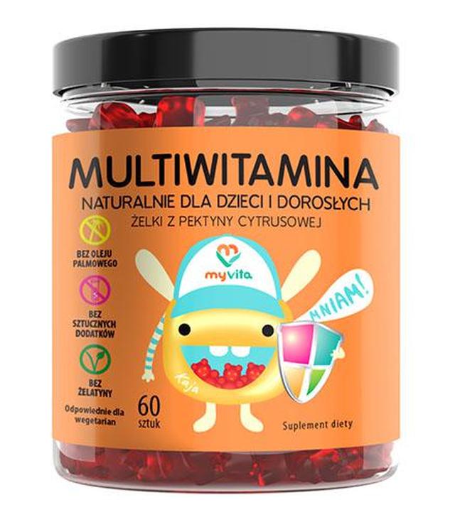 MyVita Multiwitamina Żelki naturalne dla dzieci i dorosłych, 60 szt., cena, opinie, wskazania