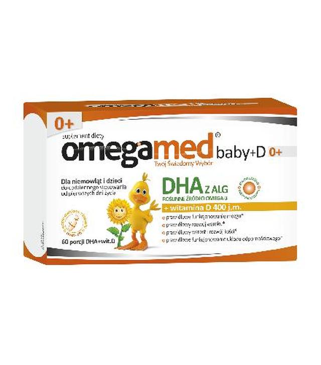 OMEGAMED Baby DHA z alg + Wit D Dla niemowląt i dzieci 0+, 60 kapsułek - ważny do 2024-09-30