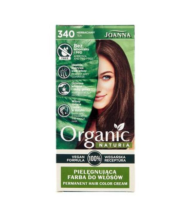 Joanna Organic Naturia Vegan Farba pielęgnująca do włosów 340 Herbaciany, 1 szt., cena, opinie, skład