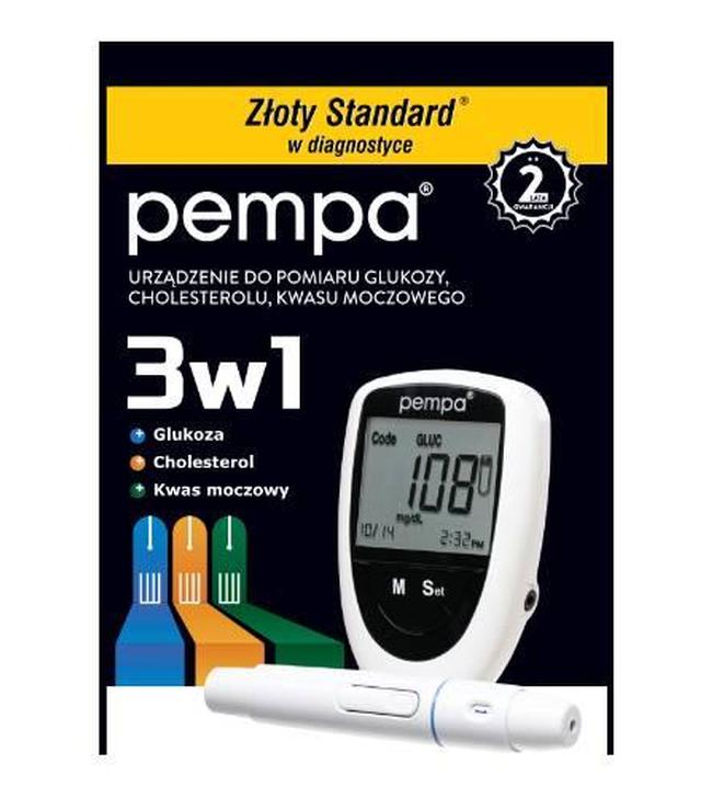 Pempa 3w1 urządzenie do pomiaru glukozy, cholesterolu, kwasu moczowego, 1 sztuka