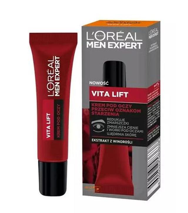 L'Oreal Men Expert Vita Lift Krem pod oczy przeciw oznakom starzenia - 15 ml Krem pod oczy dla mężczyzn - cena, opinie, właściwości