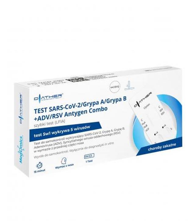 TEST SARS-CoV-2/Grypa A/ Grypa B+ADV/RSV Antygen Combo – szybki test (LFIA), 1 sztuka