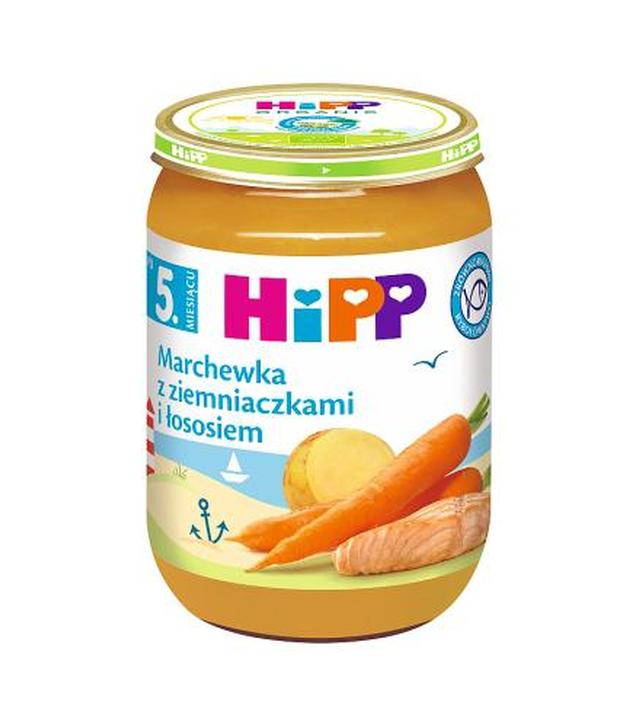 HiPP, Marchewka z ziemniaczkami i łososiem, po 5. m-cu, 190 g, cena, opinie, właściwości