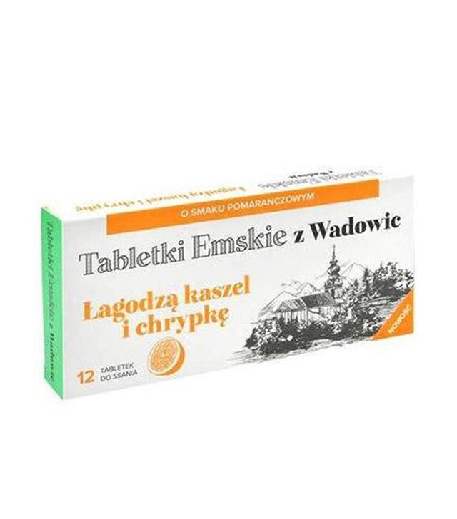 Tabletki Emskie z Wadowic o smaku pomarańczowym, 12 tabletek do ssania