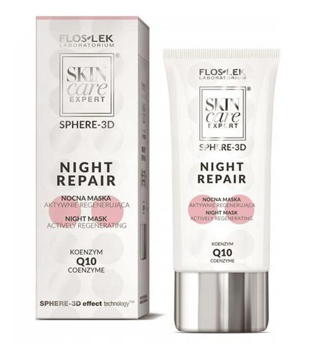 Flos-lek Skin Care Expert Sphere 3D Night repair Nocna maska aktywnie regenerująca - 50 ml Maska odżywiająca na noc - cena, opinie, stosowanie