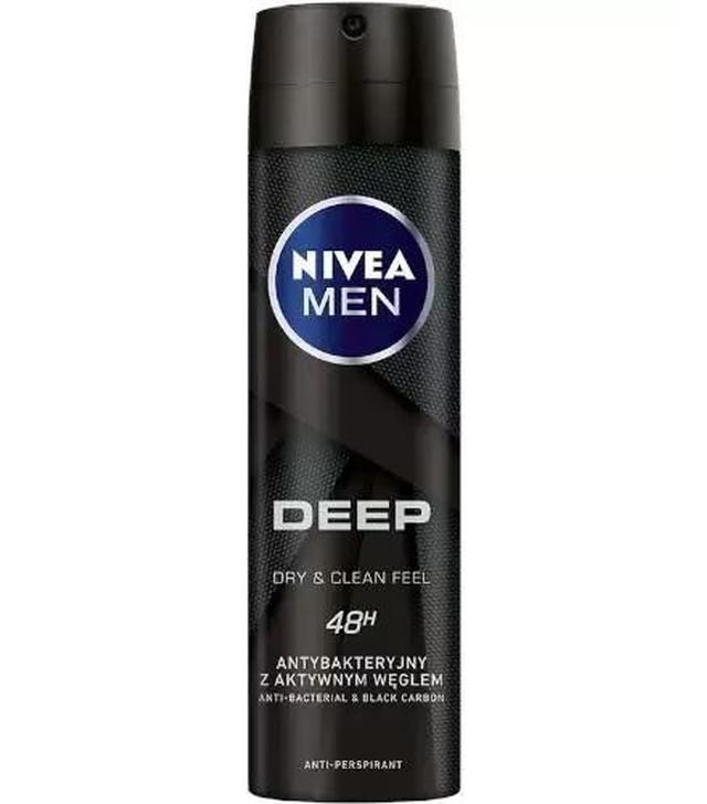 Nivea Men Deep, antyperspirant z aktywnym węglem, 150 ml