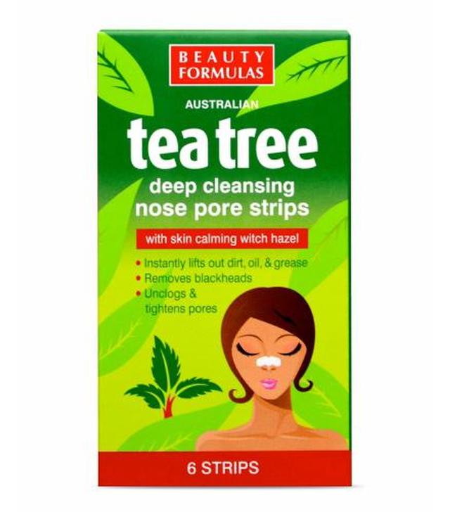 Beauty Formulas Głęboko Oczyszczające Paski na nos Tea Tree, 6 sztuk