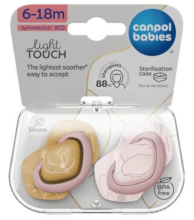 Canpol babies, smoczek silikonowy Light touch symetryczny Gold 6-18 m, 2 sztuki 22/665_pin