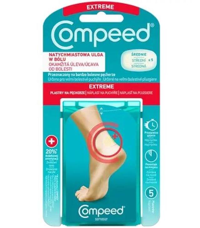 COMPEED Plastry na pęcherze na piętach dla aktywnych, średnie 5 sztuk