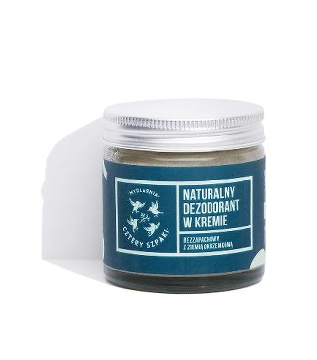 Mydlarnia Cztery Szpaki, Naturalny dezodorant w kremie, bezzapachowy z ziemią okrzemkową, 60 ml