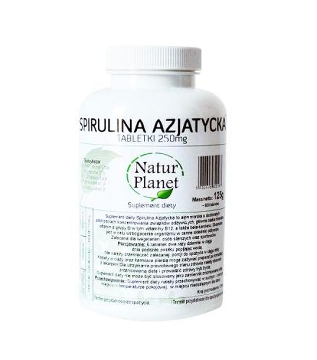 NATUR PLANET Spirulina azjatycka tabletki - 125 g - źródło białka - cena, opinie, właściwości