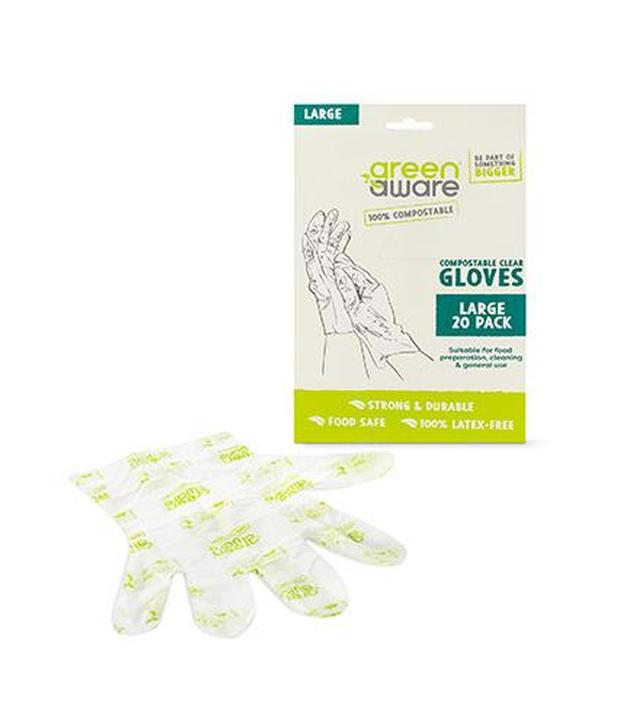 GreenAware, Kompostowalne rękawiczki jednorazowe, rozm.L, 20 sztuk