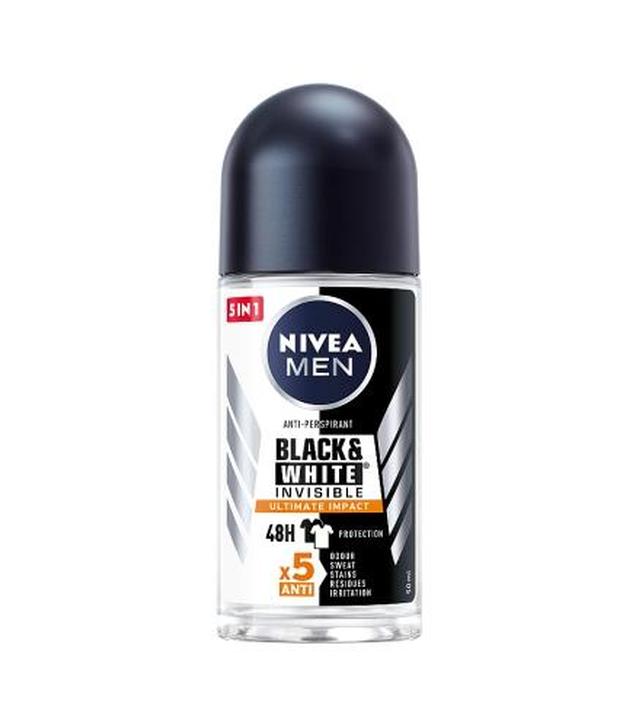 Nivea Men Black & White Invisible Ultimate Impact Antyperspirant w kulce 48h - 50 ml - cena, opinie, właściwości