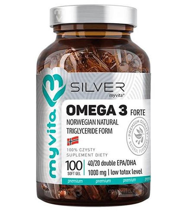 MyVita Silver Omega 3 Forte, 100 kaps., cena, opinie, wskazania