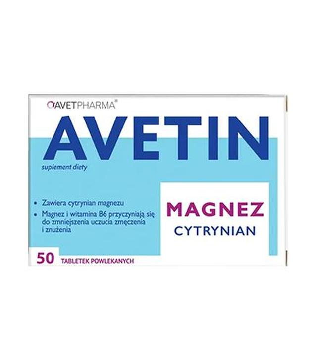 Avetin Magnez Cytrynian, 50 tabletek, cena, opinie, wskazania
