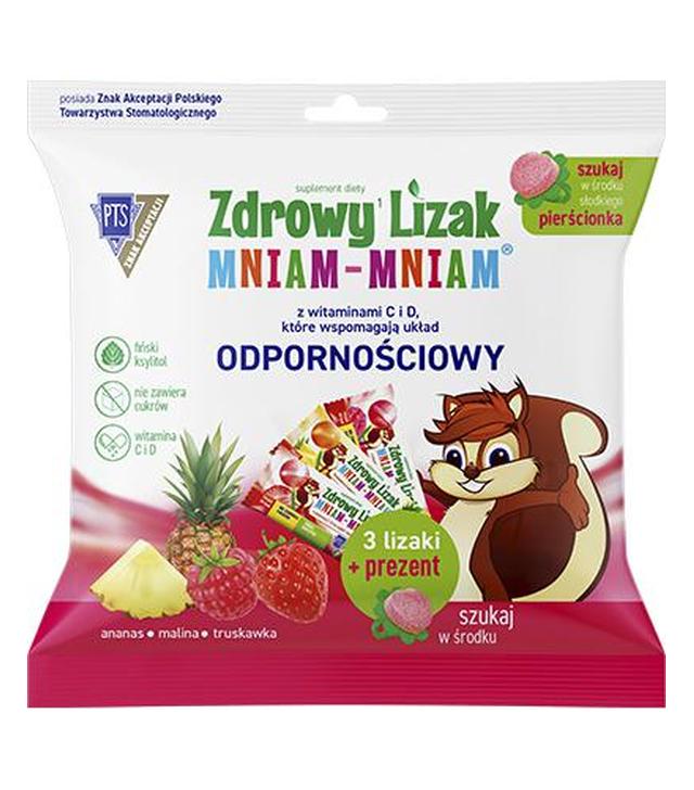 Zdrowy Lizak Mniam-Mniam z witaminami C i D - 3 szt. + Pierścionek - 1 szt. - cena, opinie, właściwości