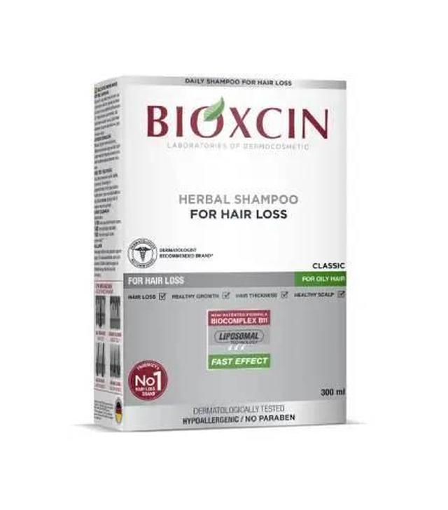Bioxcin Classic, Szampon ziołowy do włosów przetłuszczających, przeciw wypadaniu włosów, 300 ml