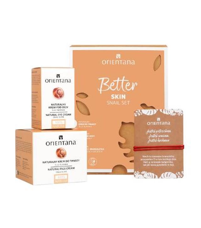 ORIENTANA Zestaw Better Skin Snail Set Naturalny Krem do twarzy Śluz Ślimaka, 50 ml + Naturalny Krem pod oczy Śluz Ślimaka, 15 ml + bransoletka, 1 sztuka - ważny do 2025-02-28