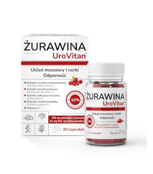 Domowa Apteczka, Żurawina UroVitan, kapsułki, 60 sztuk