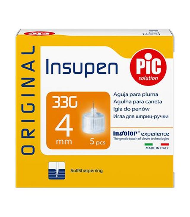 PIC Insupen 33G 4mm Igły do penów insulinowych Original, 5 szt., cena, opinie, zastosowanie