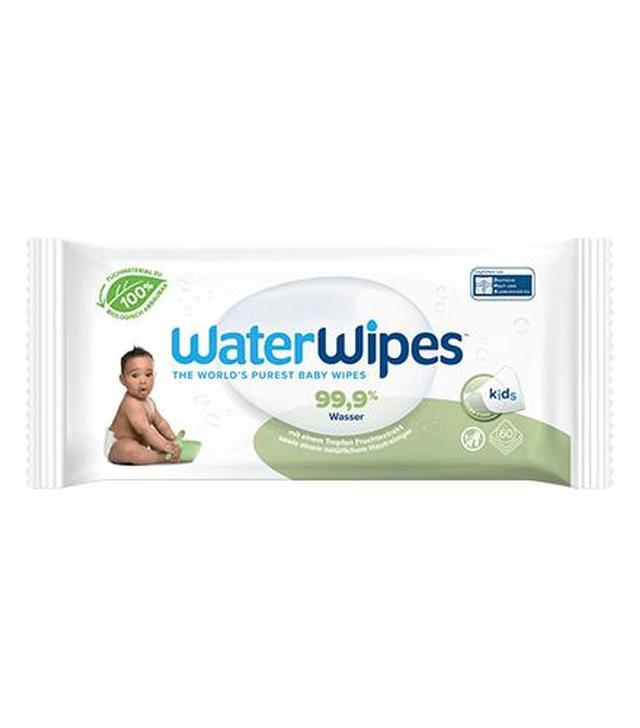 WaterWipes Kids Chusteczki nawilżane 99,9% wody , kropla ekstraktu owocowego i wyciągu z orzechów mydlanych 100% biodegradowalne - 60 szt. - cena, opinie, skład