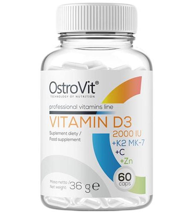 OstroVit Vitamin D3 2000 IU + K2 MK-7 + C + Zn - 60 kaps. - cena, opinie, składniki