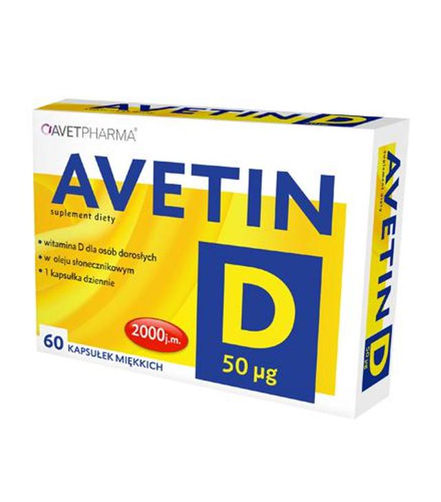 Avet Avetin D 50 ‎μg - 60 kaps. Witamina D 2000 j.m.- cena, opinie, właściwości
