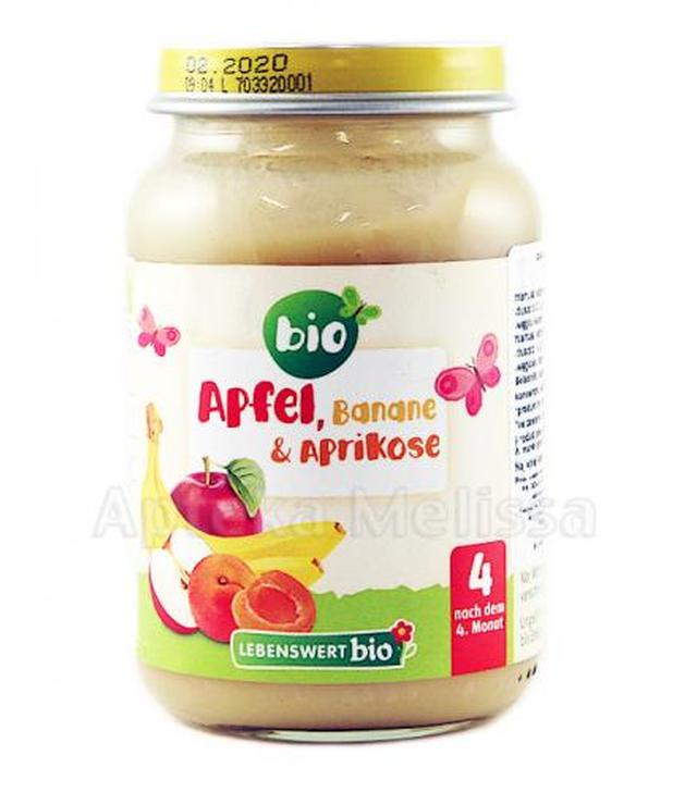 LEBENSWERT BIO Deser dla niemowląt jabłko, banan i morela - 190 g