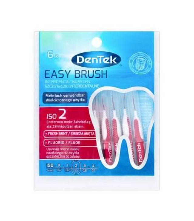 Dentek, Easy Brush, szczoteczki międzyzębowe, rozmiar 2 (0,5 mm), 6 sztuk