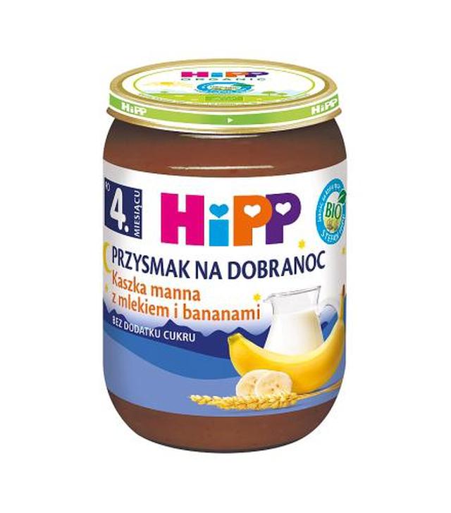 HiPP BIO od pokoleń, Kaszka manna z mlekiem i bananami, po 4. m-cu, 190 g, cena, opinie, wskazania