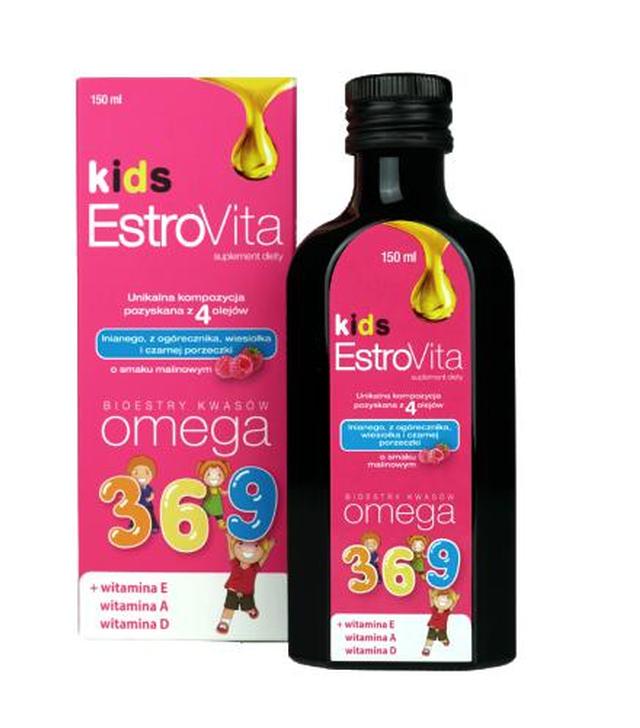 EstroVita Kids Omega 3-6-9 Dla dzieci o smaku malinowym, 150 ml, cena, opinie, wskazania