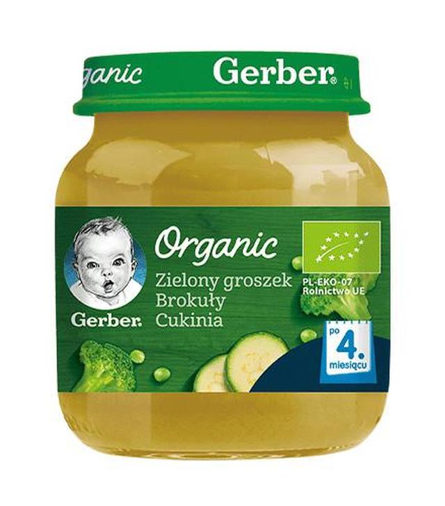 GERBER ORGANIC Zielony groszek Brokuły Cukinia po 4 miesiącu - 125 g