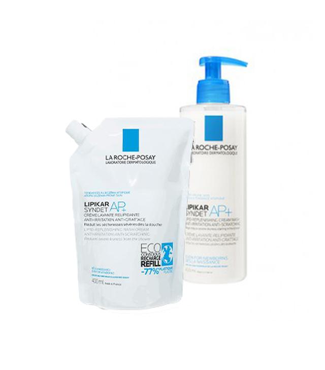 La Roche-Posay Lipikar Refill Syndet AP+, 400 ml + SYNDET AP+ Krem myjący uzupełniający poziom lipidów, 400 ml