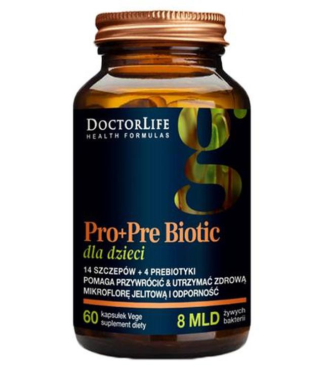 Doctor Life Pro+Pre Biotic dla dzieci, 60 kaps., cena, wskazania, właściwości