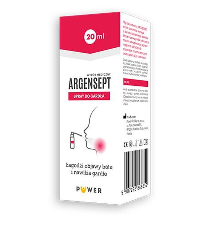 ARGENSEPT Spray do gardła - 20 ml - ze srebrem koloidalnym - cena, opinie, właściwości
