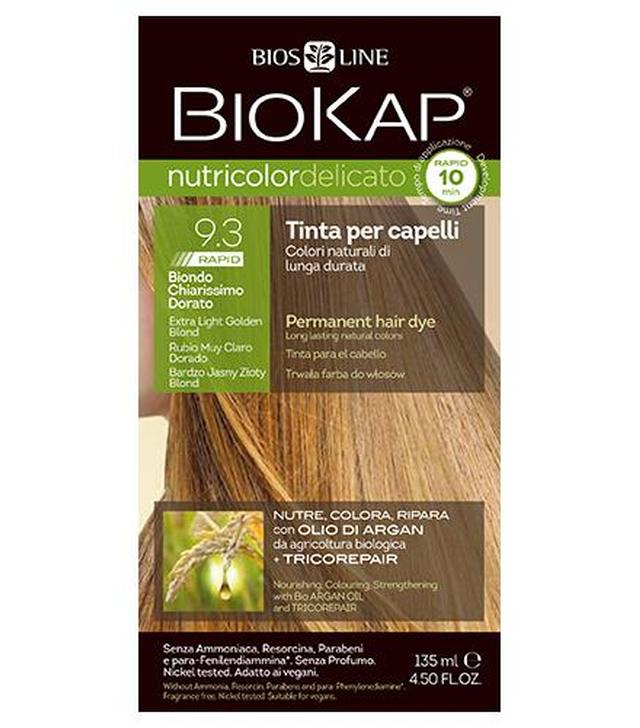 BioKap Nutricolor Delicato Rapid Farba do włosów 9.3 Bardzo Jasny Złoty Blond - 135 ml - 1020601 - uszkodzone kartonowe opakowanie